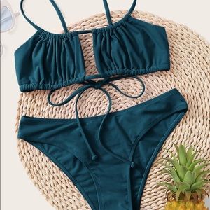 Shein teal ruched bikini